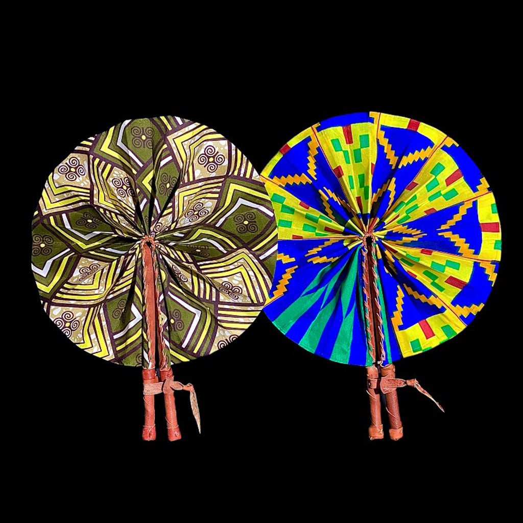 3 African Kente Hand Fan Foldable Kente Hand Fan Primitive Art Collectibles-7665