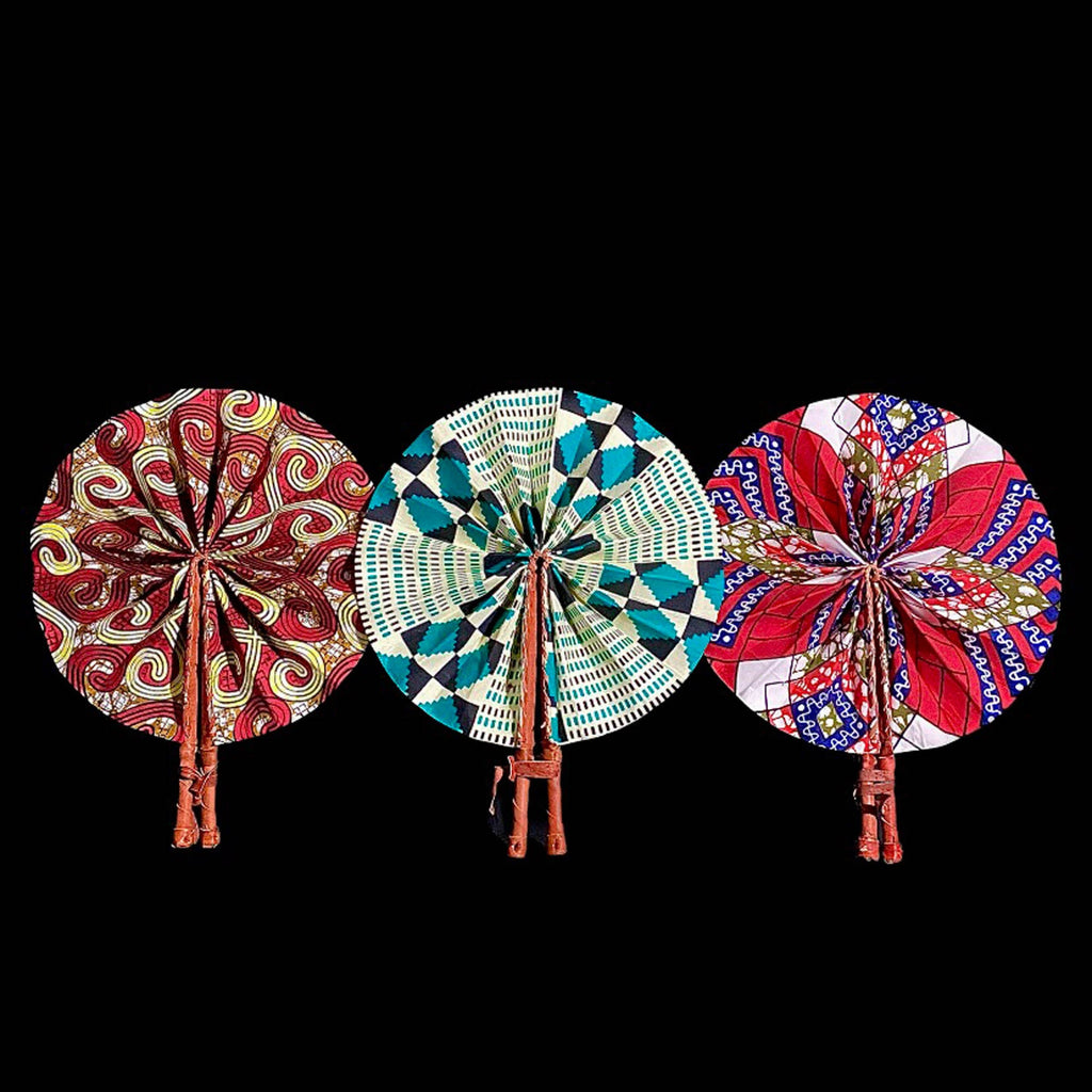 3 African Kente Fabric Fan African Fan Leather Ankara Fan Wedding Favors  of Handmade Kente Cloth Fans, African Print Fabric home decor-7685