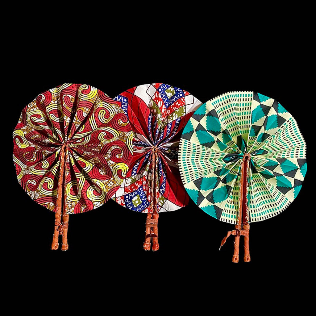 3 African Kente Fabric Fan African Fan Leather Ankara Fan Wedding Favors  of Handmade Kente Cloth Fans, African Print Fabric home decor-7685