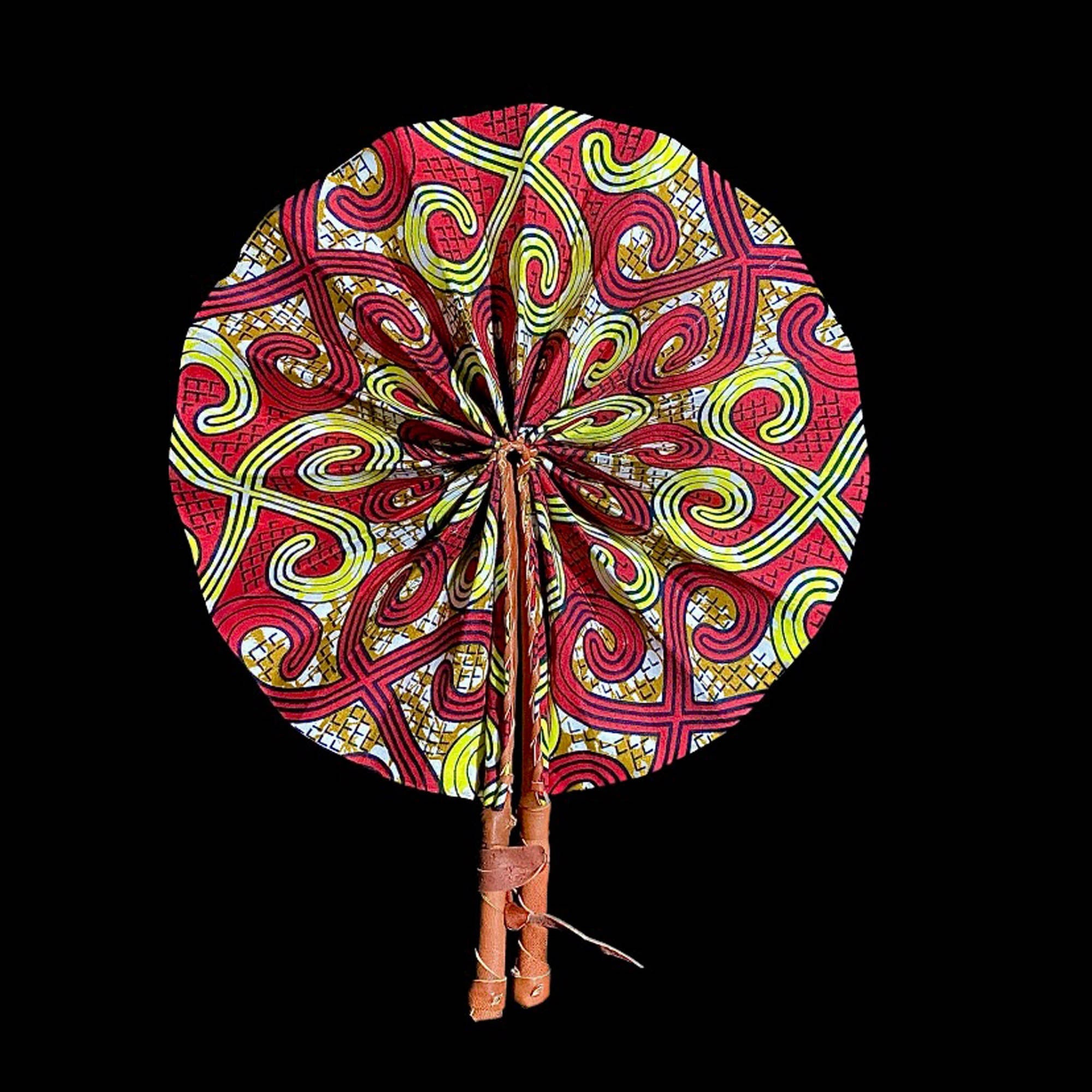3 African Kente Fabric Fan African Fan Leather Ankara Fan Wedding Favors  of Handmade Kente Cloth Fans, African Print Fabric home decor-7685