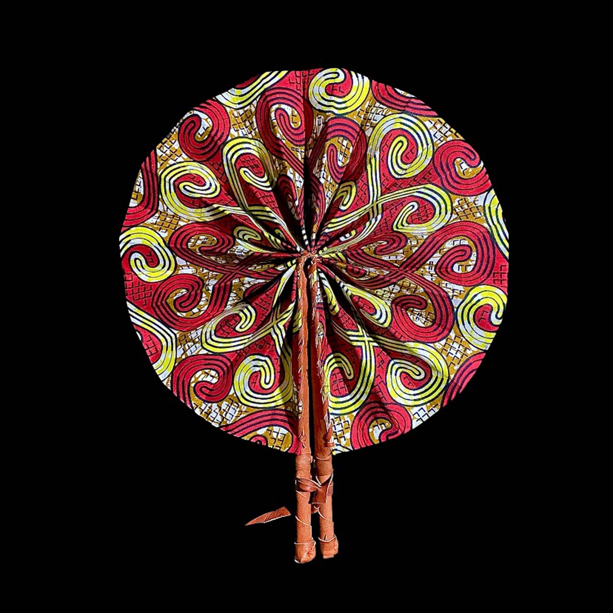3 African Kente Fabric Fan African Fan Leather Ankara Fan Wedding Favors  of Handmade Kente Cloth Fans, African Print Fabric home decor-7685