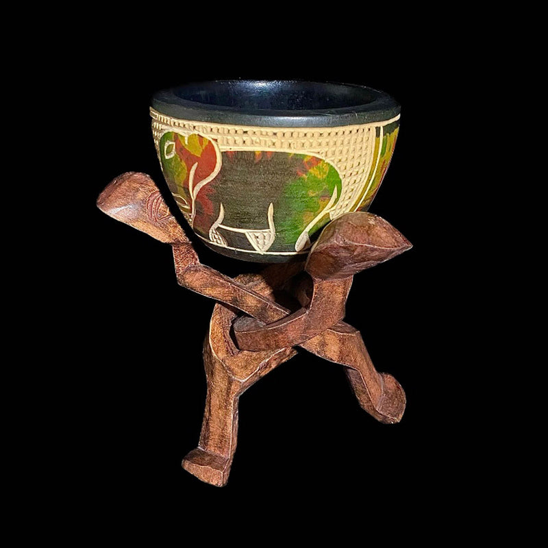 Unity Figurine with Bowl Sculpture Wood African sculpture Tribal Art Decor-7859