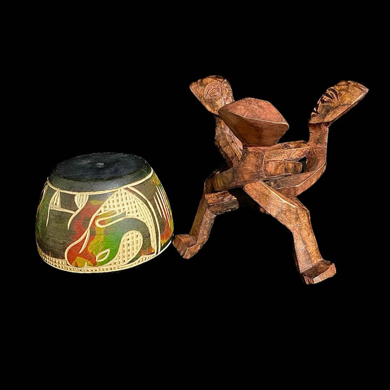 Unity Figurine with Bowl Sculpture Wood African sculpture Tribal Art Decor-7859