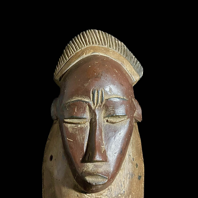 African Mask Antiques Tribal Art Face Vintage Wood Carved Vintage Baoule -7905