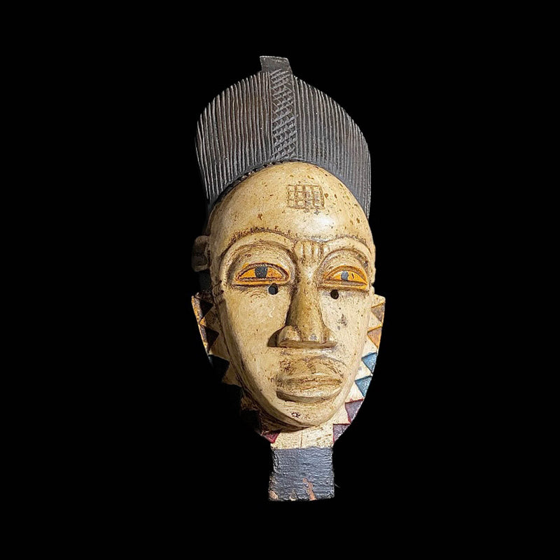 African Tribal Face Mask Wood Hand Carved Guro Mask Primitive Art Wall Hang-8085
