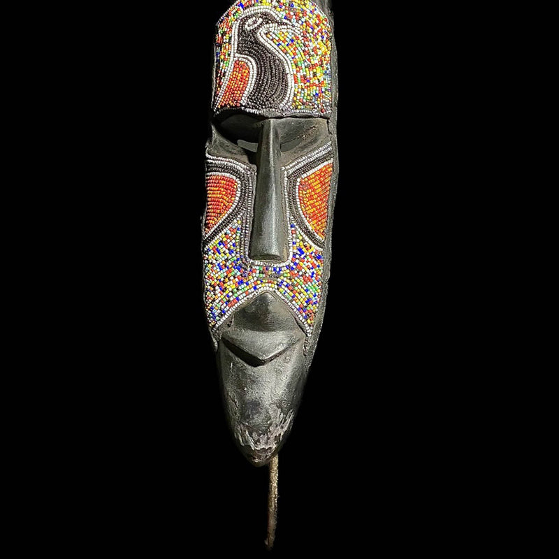 African Mask Tribal Pearl love African wooden Ghana Home Décor-7966