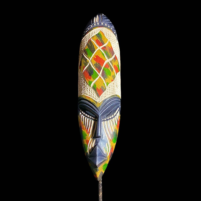 African Mask Ghana Hand Carved Wall Hanging-7968
