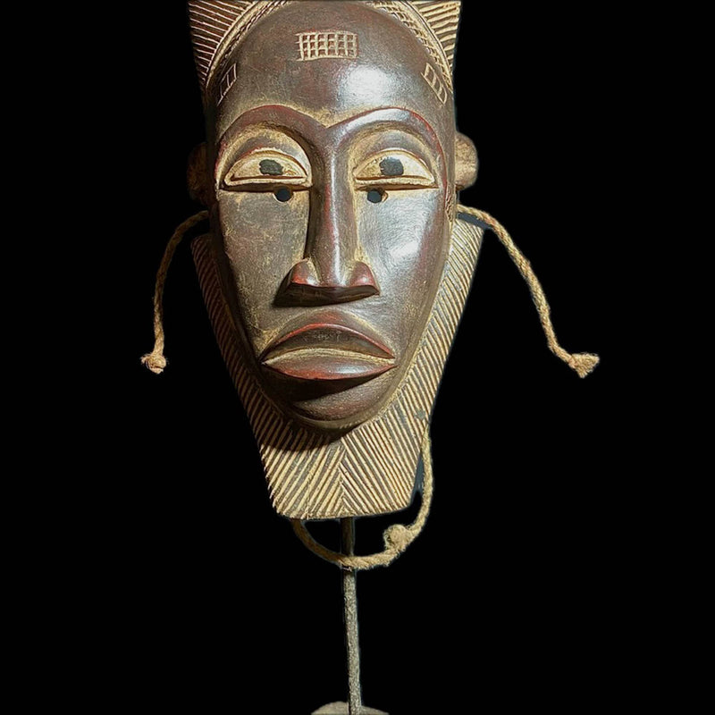 African Mask African Tribal Face Mask Wood Hand Carved Wall Hanging Baule Mask-8154