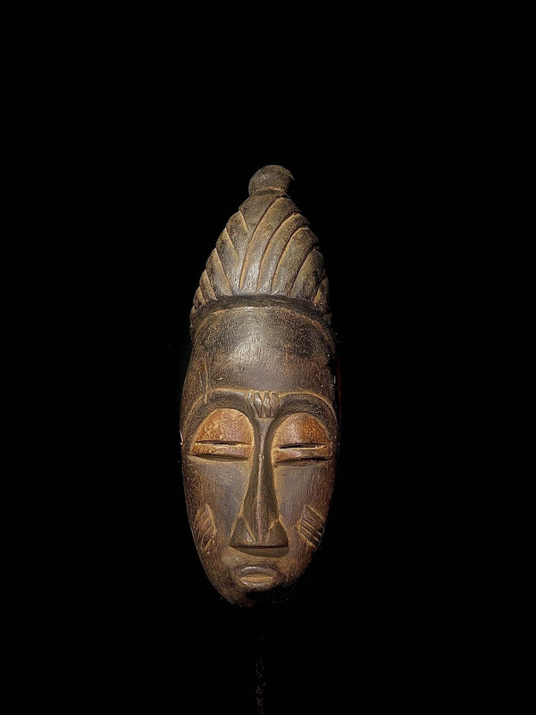 African mask antiques tribal Face vintage Wood Carved Hanging Guro mask -5279