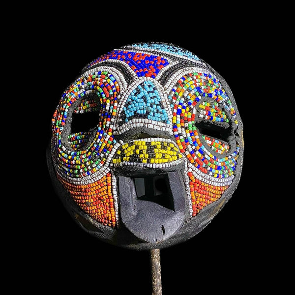 african mask colorful mask hand carved traditional wooden wall decor tribe ghana-7981