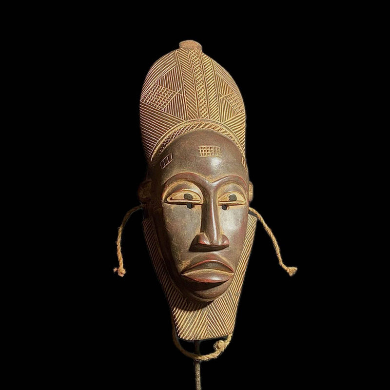 African Mask African Tribal Face Mask Wood Hand Carved Wall Hanging Baule Mask-8154