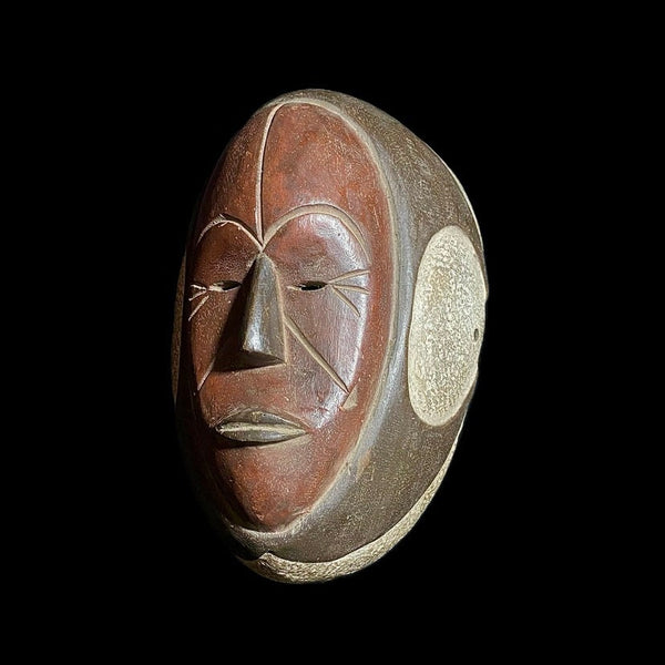 African Mask Hand Carved Tribal Face Vintage Lega Wall Hanging Art Sculpture Unique African Decor Collectible Ethnic Wall Art-8231