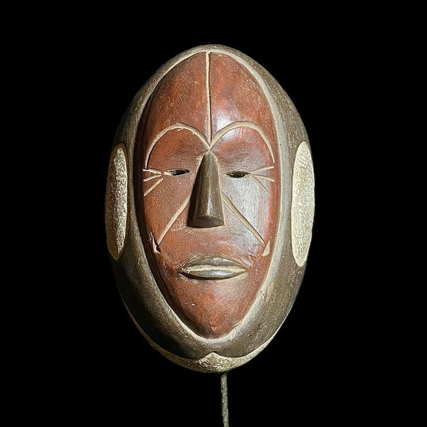 African Mask Hand Carved Tribal Face Vintage Lega Wall Hanging Art Sculpture Unique African Decor Collectible Ethnic Wall Art-8231