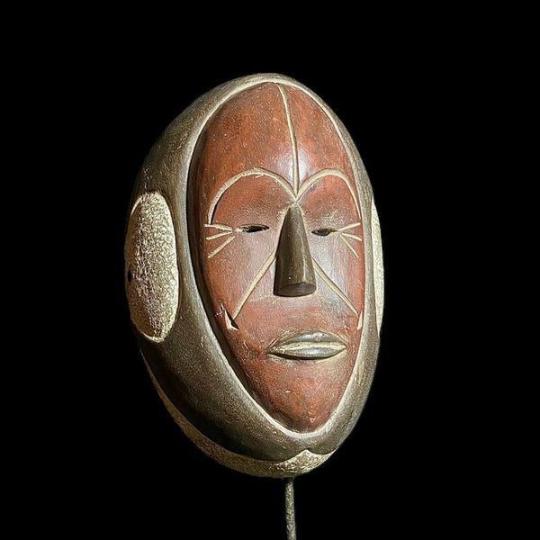 African Mask Tribal Face Wood Hand Carved Vintage Wall Hanging Lega Mask-8231