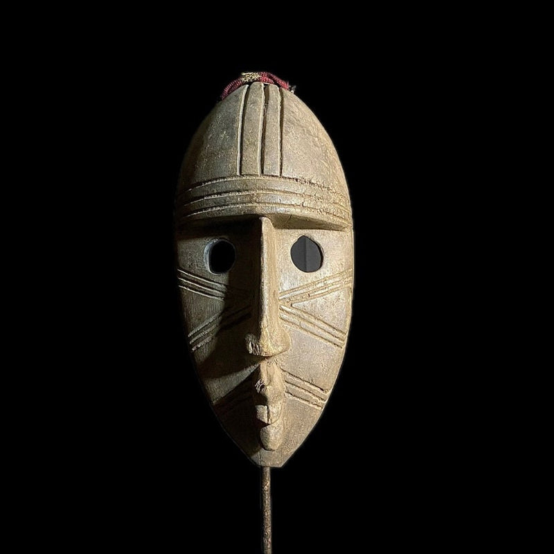 African Mask Tribal Face Mask Wood Hand Carved Vintage Dan Kran Kaogle Mask-8907