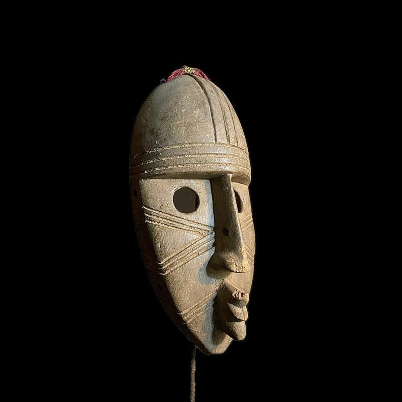 African Mask Tribal Face Mask Wood Hand Carved Vintage Dan Kran Kaogle Mask-8907