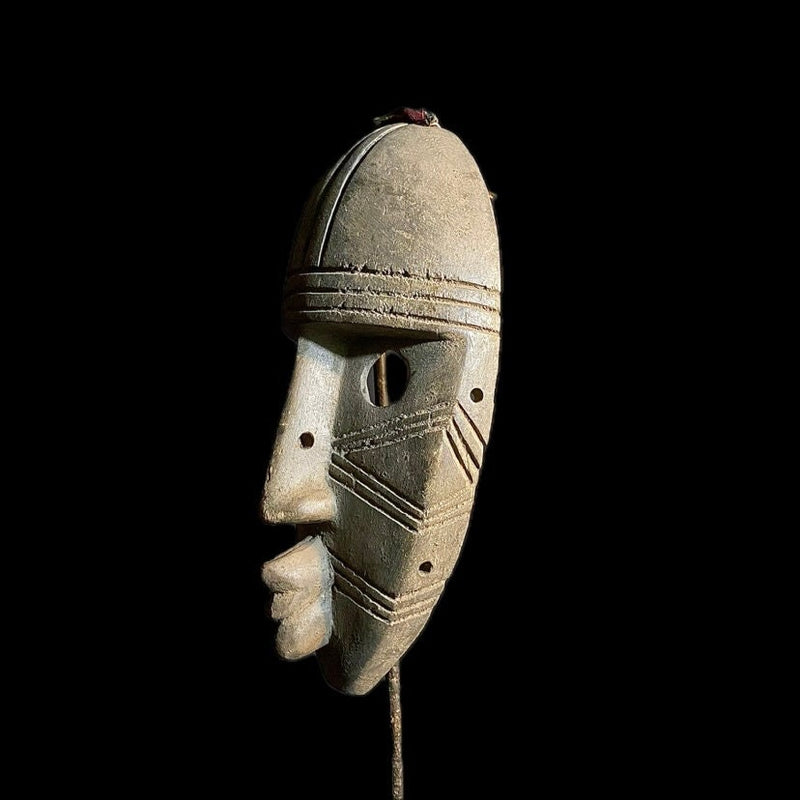 African Mask Tribal Face Mask Wood Hand Carved Vintage Dan Kran Kaogle Mask-8907