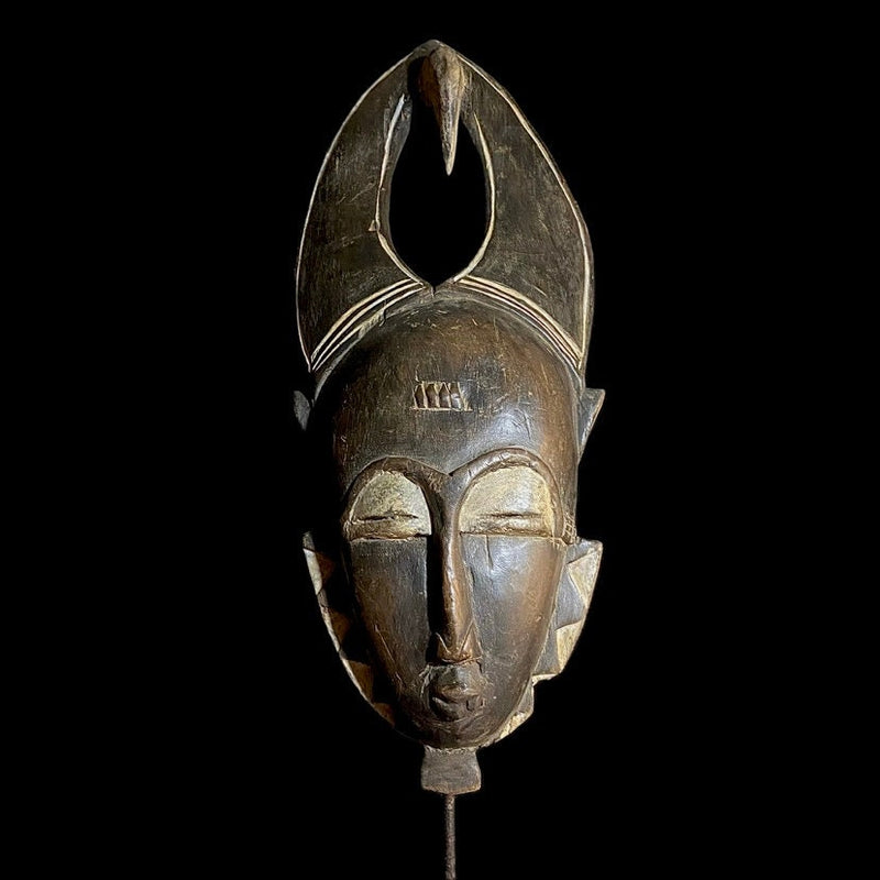 African Mask Antiques Tribal Face Vintage Wood Carved Hanging Guro Mask-9002
