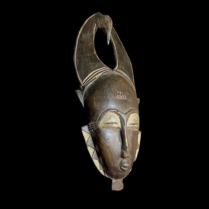 African Mask Antiques Tribal Face Vintage Wood Carved Hanging Guro Mask-9002