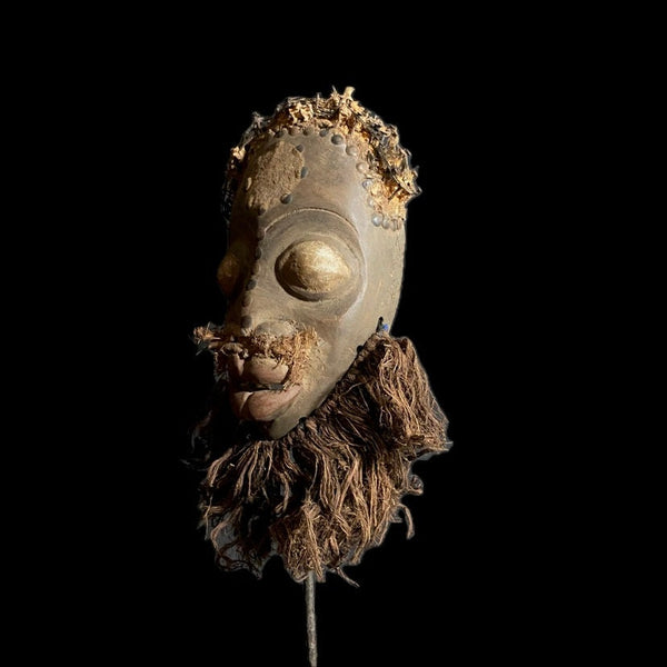 African Mask Tribal Face Wood Hand Carved Vintage Wall Hanging Lega Mask-8800