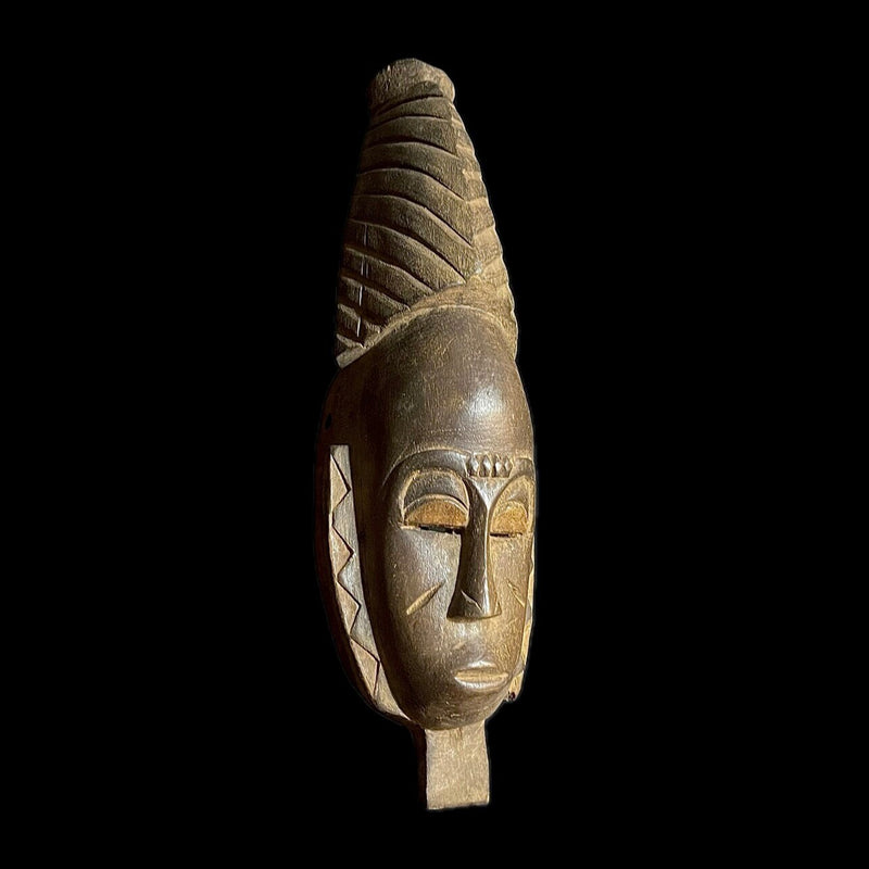 African Mask Antiques Tribal Face Vintage Wood Carved Hanging Guro Mask-9118