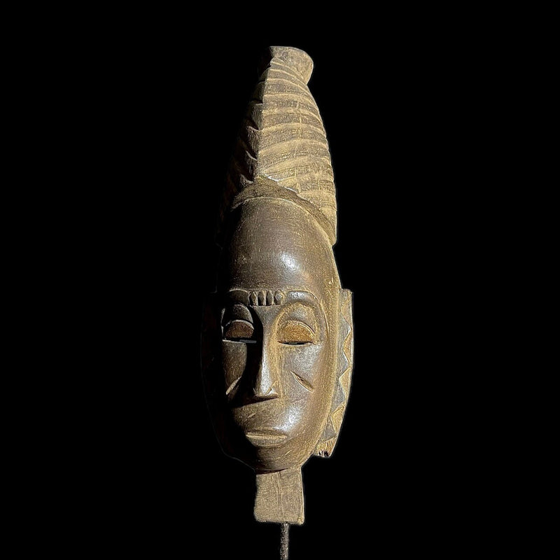 African Mask Antiques Tribal Face Vintage Wood Carved Hanging Guro Mask-9118