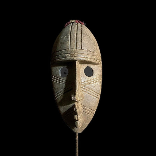 African Mask Tribal Face Mask Wood Hand Carved Vintage Dan Kran Kaogle Mask-8907