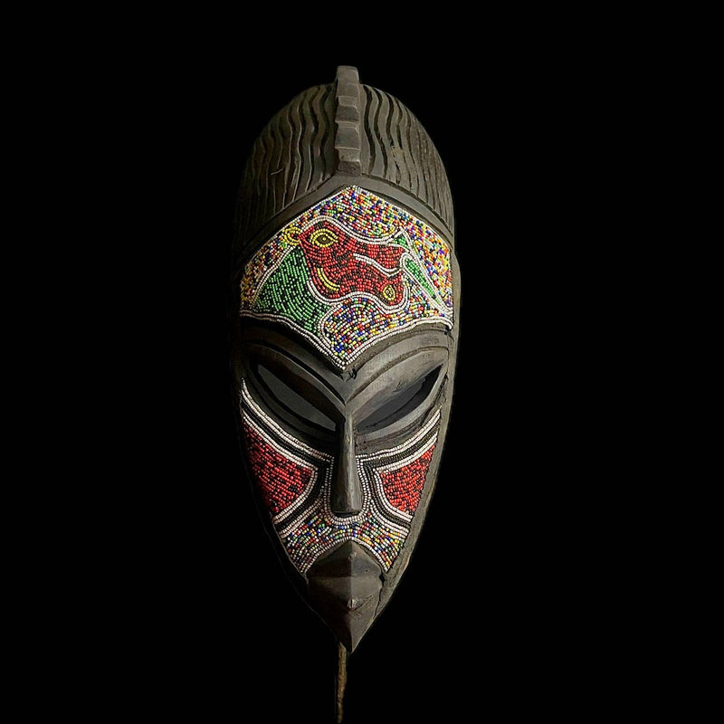 African mask African colorful mask hand carved traditional wooden wall decor tribe ghana-9105