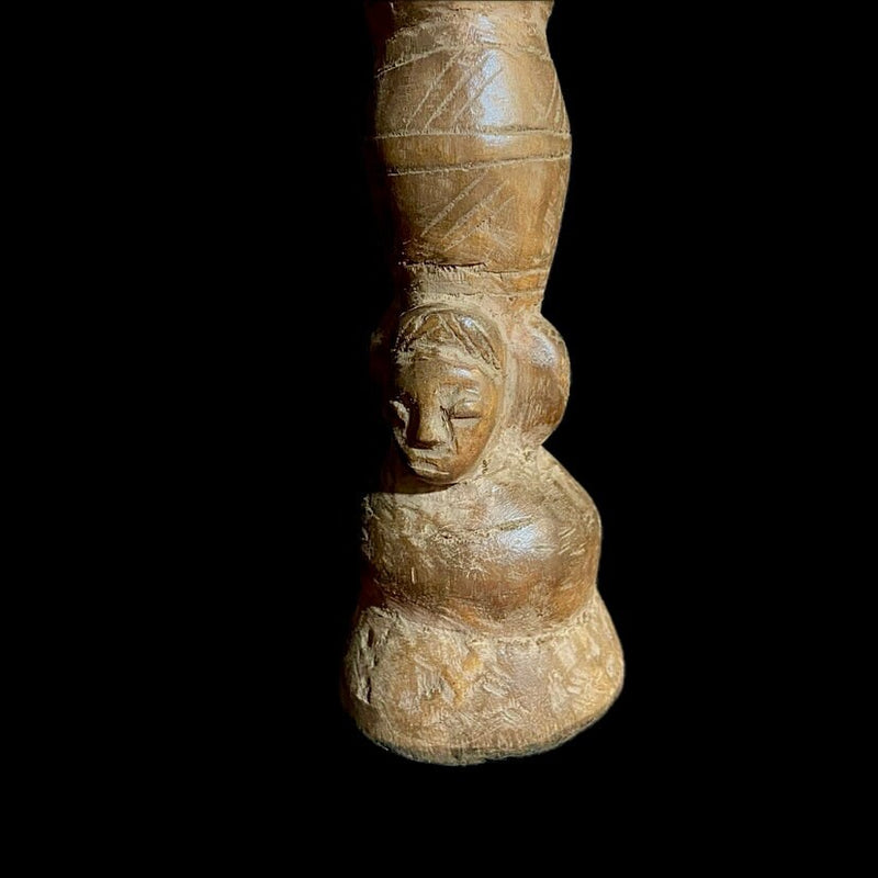 African Tribal Mahongwe Figure Gabon African Face Guardian Statue-9000