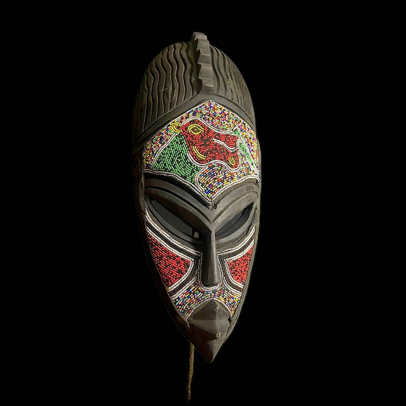 African mask African colorful mask hand carved traditional wooden wall decor tribe ghana-9105