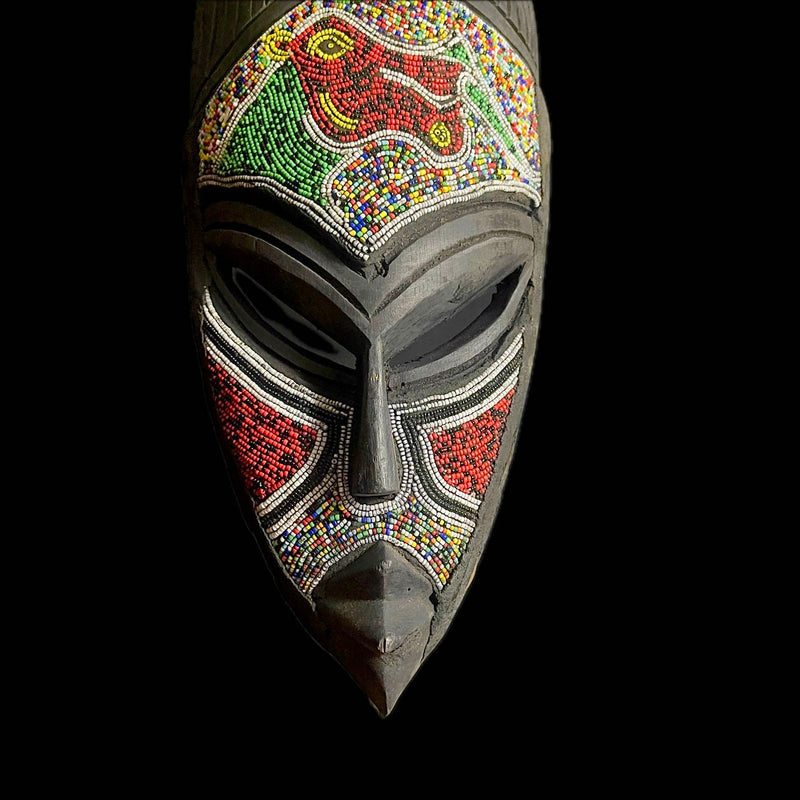 African mask African colorful mask hand carved traditional wooden wall decor tribe ghana-9105