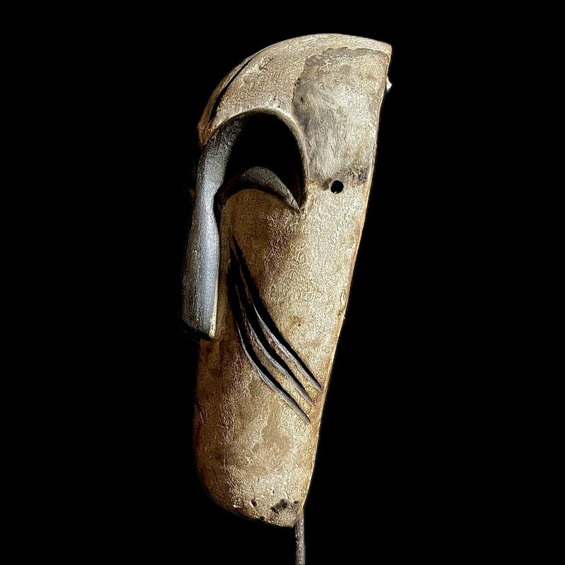 African Mask Tribal Face Wood Hand Carved Vintage Wall Hanging Lega Mask-9307