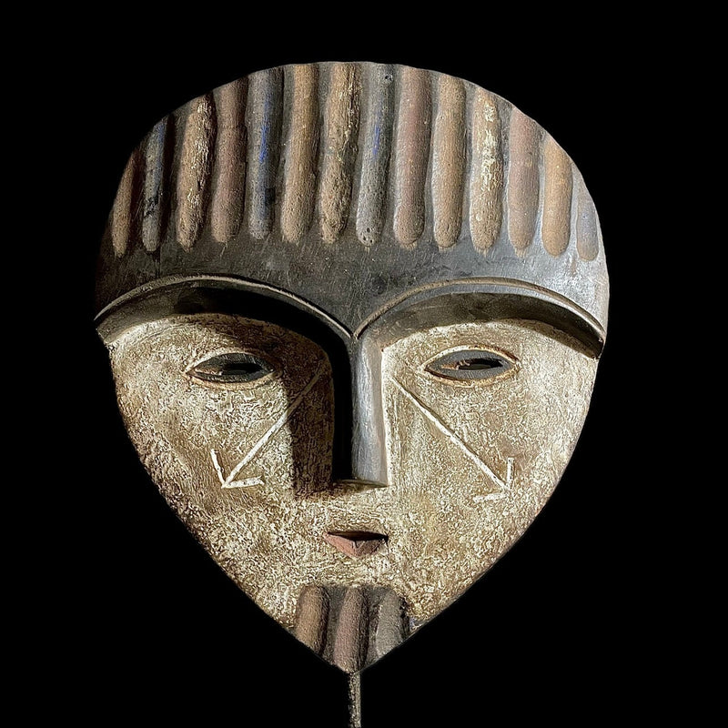 African Mask Tribal Face Wood Hand Carved Vintage Wall Hanging Lega Mask masks for wall-9320