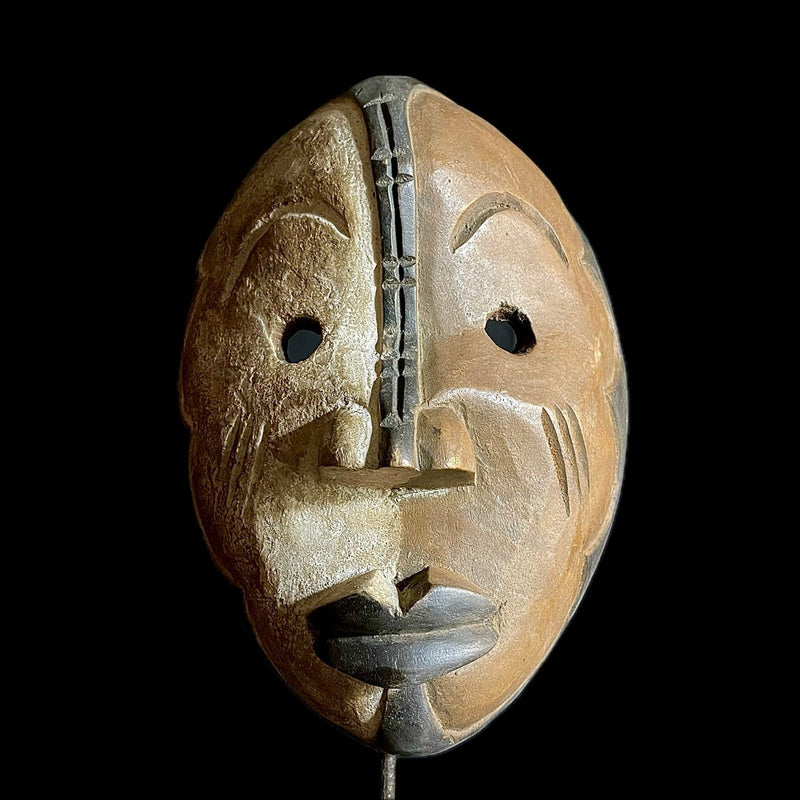 African Mask Igbo Mask African Tribal Face Mask Wood Hand Carved Vintage Wall Hanging-9419
