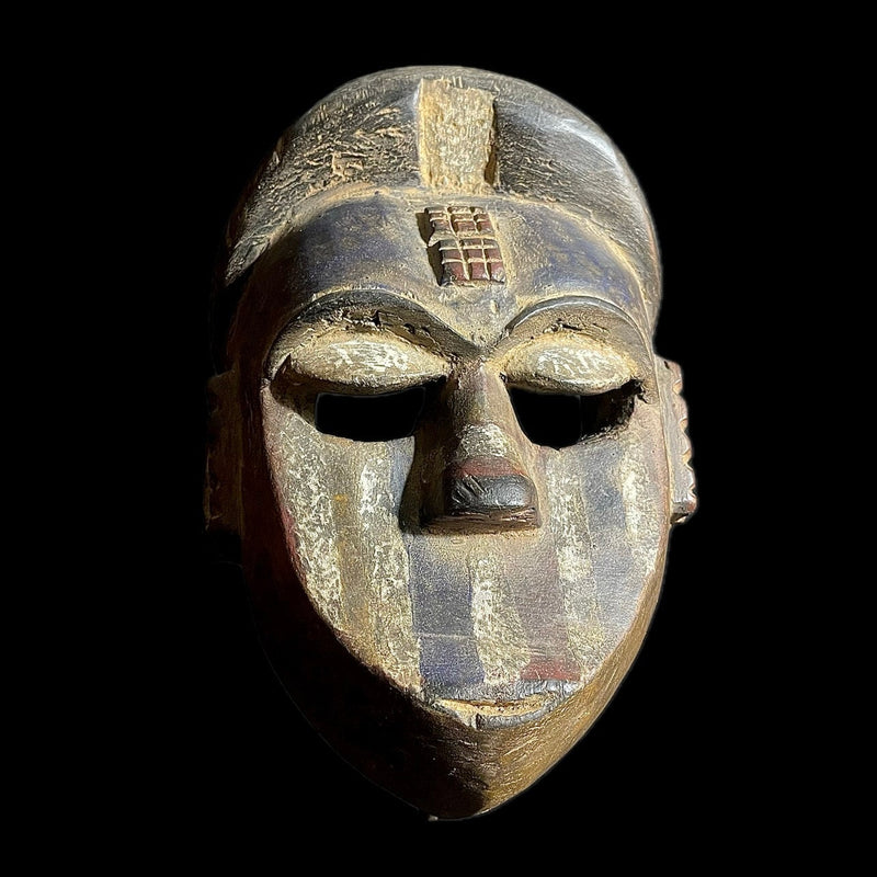 African Mask Tribal Face Wood Hand Carved Vintage Wall Hanging Lega Mask-9435