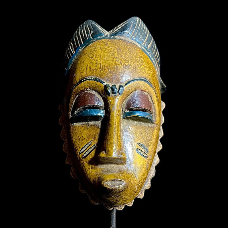 African Mask Collectible Hand Carved wood Wall Hanging Baule Mask Antique-9456