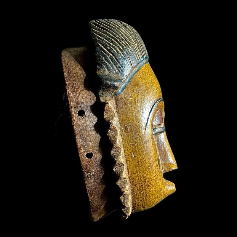 African Mask Collectible Hand Carved wood Wall Hanging Baule Mask Antique-9456