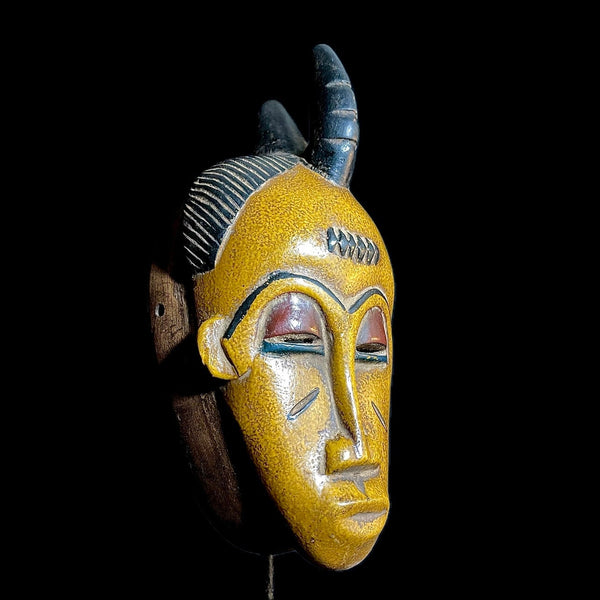 African Mask Collectible Hand Carved wood Wall Hanging Baule Antique masks for wall-9452