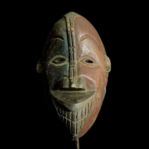 African Mask Vintage African Mask- Mask Wood Hand Carved Wall Hanging young Igbo-9484