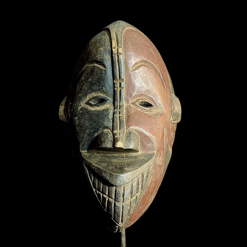 African Mask Vintage African Mask- Mask Wood Hand Carved Wall Hanging young Igbo-9484