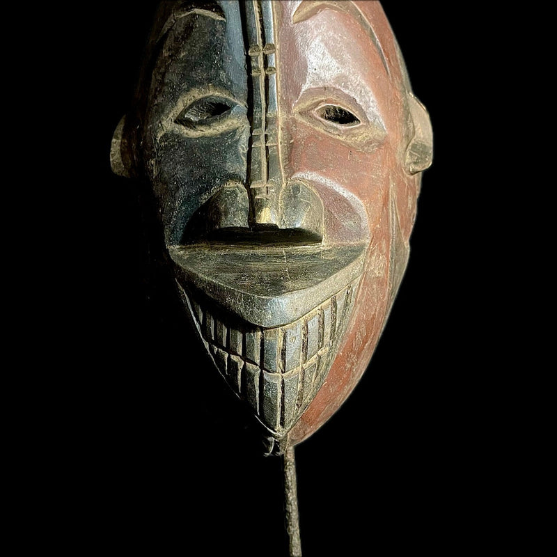 African Mask Vintage African Mask- Mask Wood Hand Carved Wall Hanging young Igbo-9484