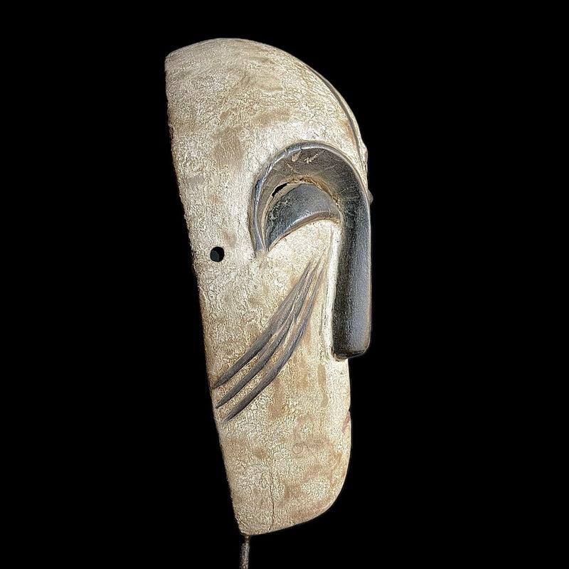 African Mask Tribal Face Wood Hand Carved Vintage Wall Hanging Lega Mask-9307