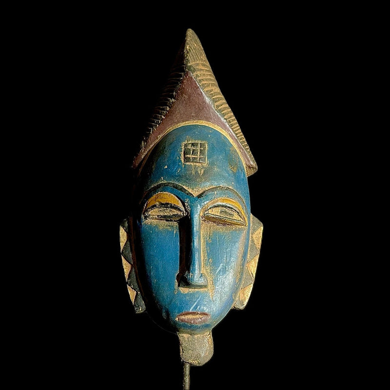 African Mask Baule Antique African Mask Tribal Face Mask Wood Carved Wall Hanging-9497