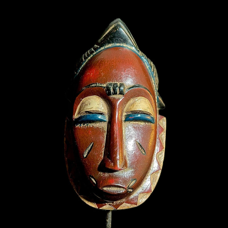 African Mask African Baule Tribal Mask Wood Hand Carved Vintage Wall Hanging guro-9492