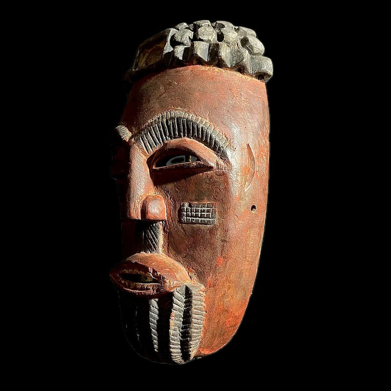 African Mask Home Décor Wood Hand Carved Vintage Wall Hanging Lega Mask-9324