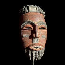 African Mask Home Décor Wood Hand Carved Vintage Wall Hanging Lega Mask-9324