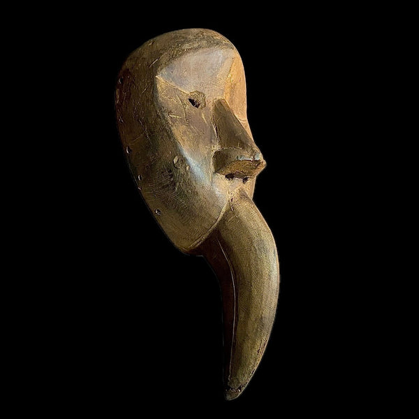 African mask Strong Cubist Dan Bird Man Wood Face Mask Early 20th Century Libera Africa-9562
