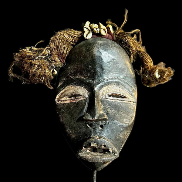 African mask AFRICAN Vintage Hand Carved Firefighter mask Cloth, Raphia Dan Zapkei-9586