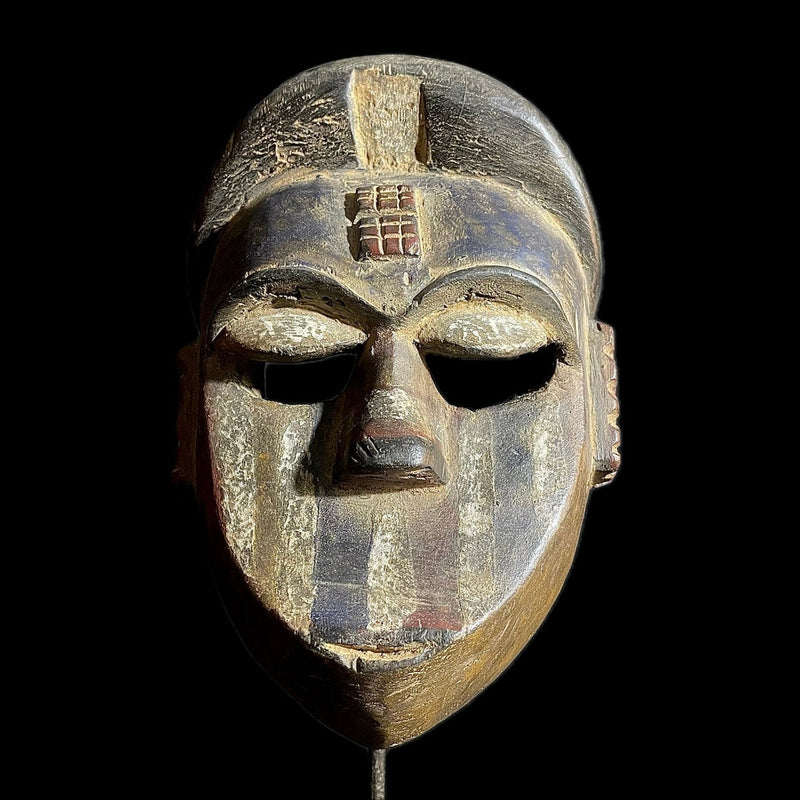African Mask Tribal Face Wood Hand Carved Vintage Wall Hanging Lega Mask-9435