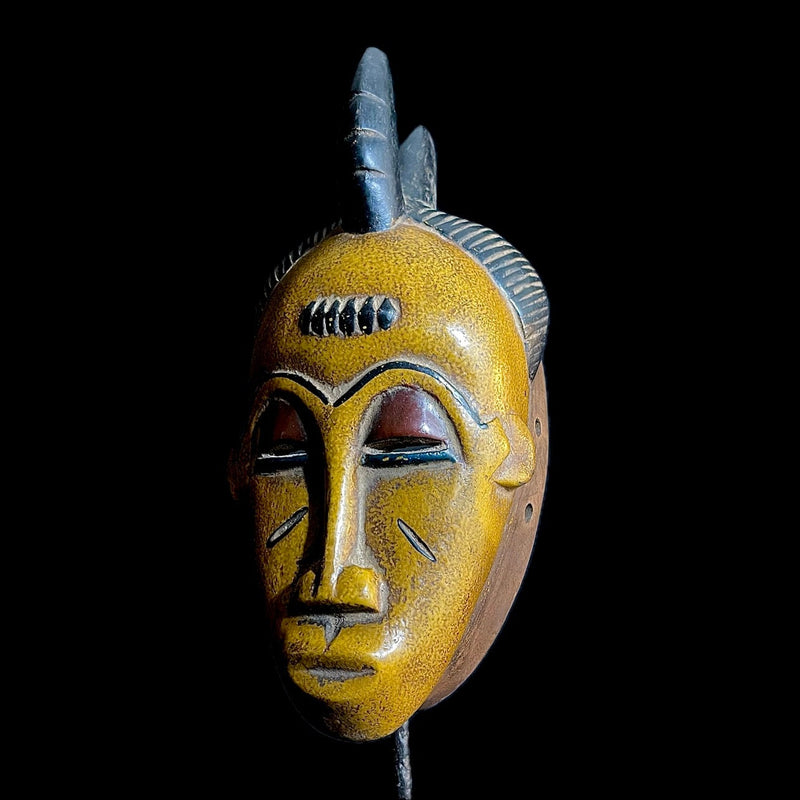 African Mask Collectible Hand Carved wood Wall Hanging Baule Antique masks for wall-9452
